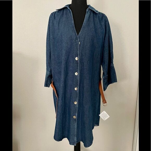 NWT Zara Belted Denim Shirt Dress - Picture 11 of 12